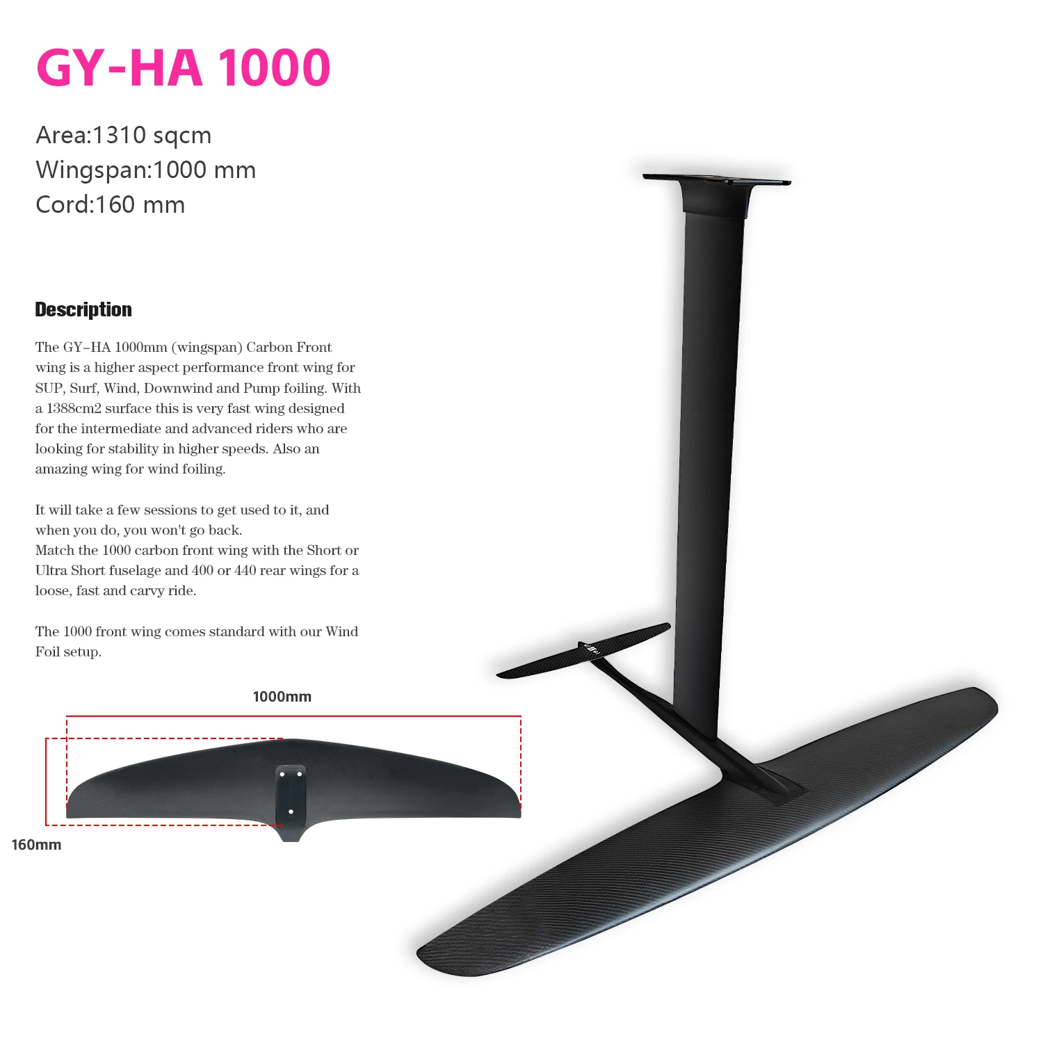 Watersports HA1000 Racing Foil BoardCustom Kiteboarding Kites for Surfboard Hydrofoil Wing for Windsurfer for Sail AXIS Foil
