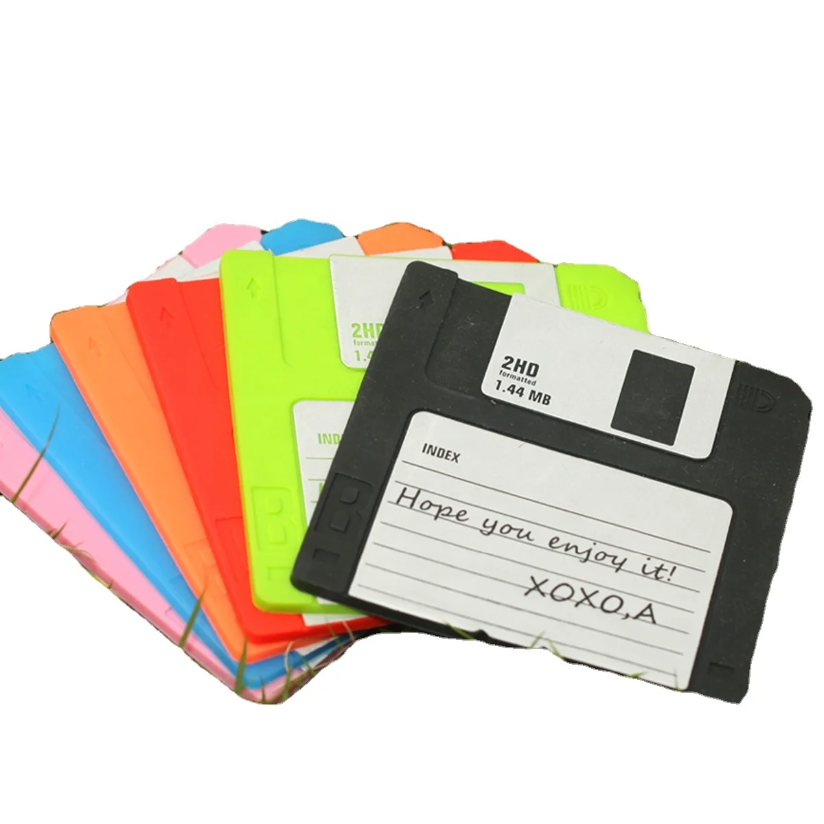 Floppy Disk Cup Coaster Set of 6 - Silicone Drink Coasters for