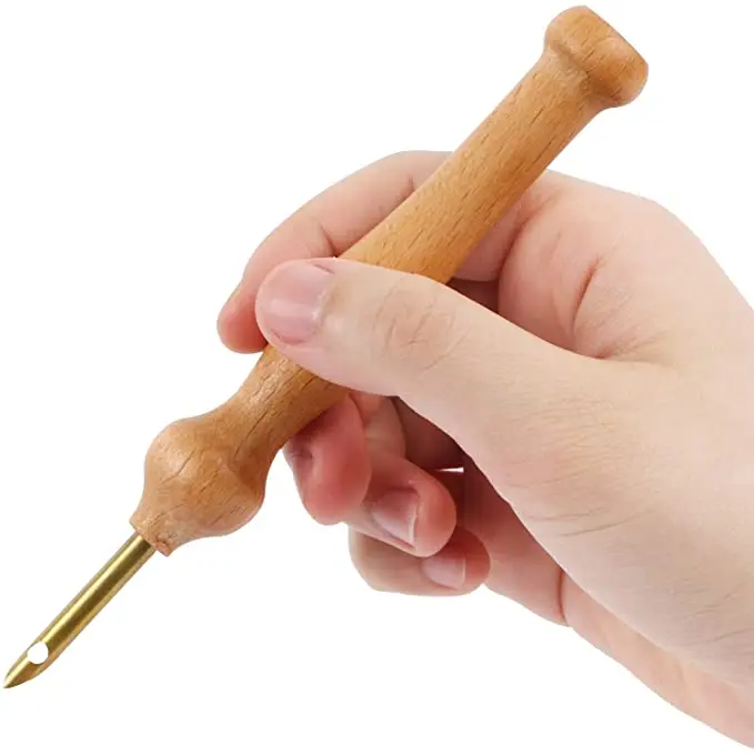Big Size Wooden Handle Punch Needle Set Knitting Tool for Rug Hooking Wood Punch Needle for Needlework