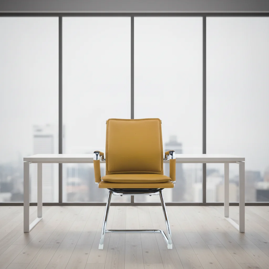 Modern Ergonomic Leather Executive Office Chair with Adjustable Height and Steel Base 2