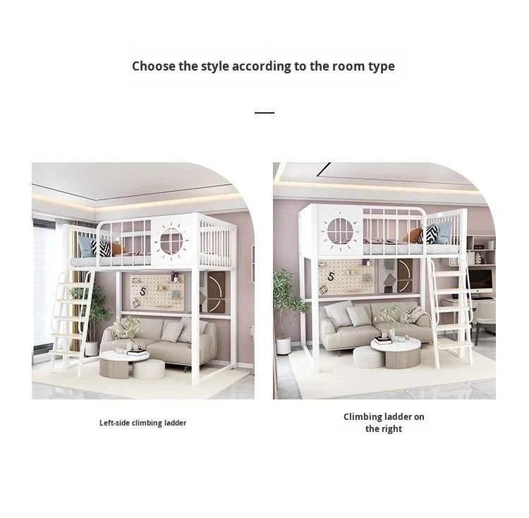 product modern wrought iron loft bed with desk simple space saving duplex iron frame for small apartments factory direct-10