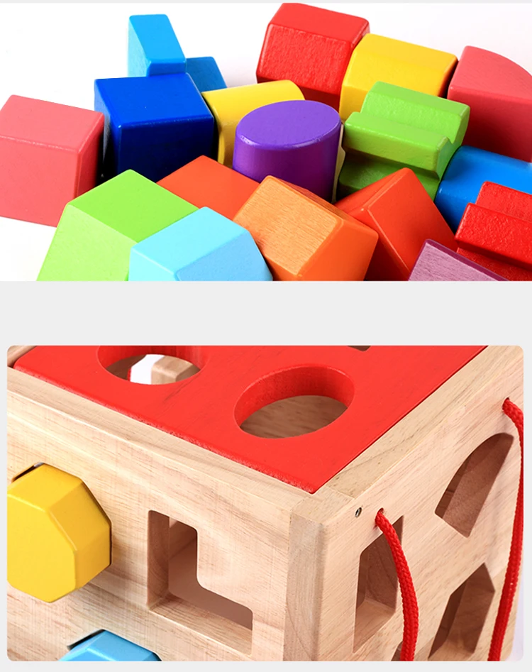 Shape Sorting Cube Classic Wooden Toy With 12 Shapes Kids Shape