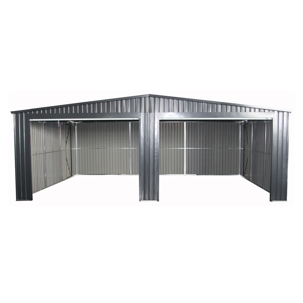 21x16  Big Sized Prefab Metal Garage Shed With Rolling Aluminium Door for 2 Cars
