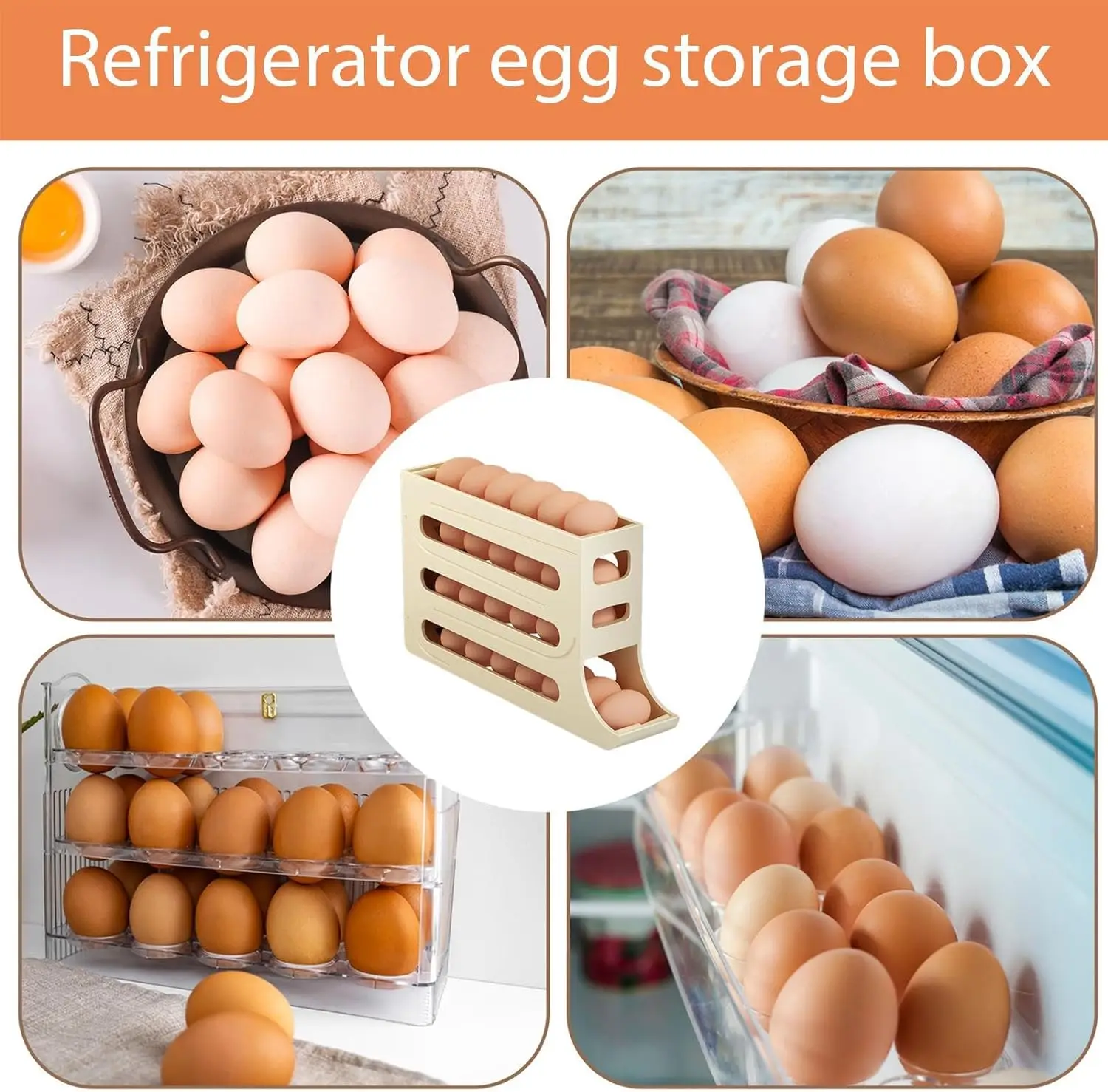 Automatically Fridge Rolling Egg Container Rolling Egg Dispenser Space