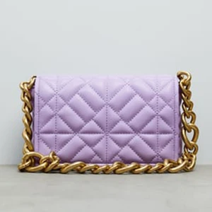 Wholesale Quilted Purple Leather Gold Chain Shoulder Sling Bag Ladies Handbag Purse for Women