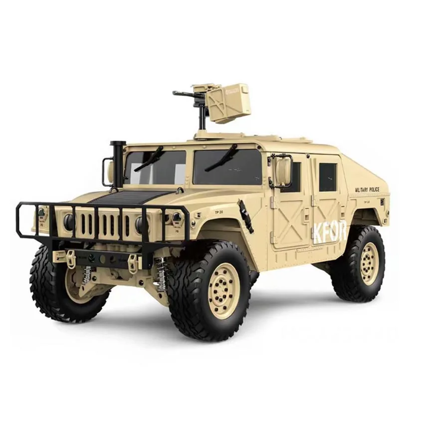 Upgraded 1/10 4X4 2.4G 4WD 16CH  Headlight and Sound HG P408 RC Army Truck Toys for Kids with Remote Control
