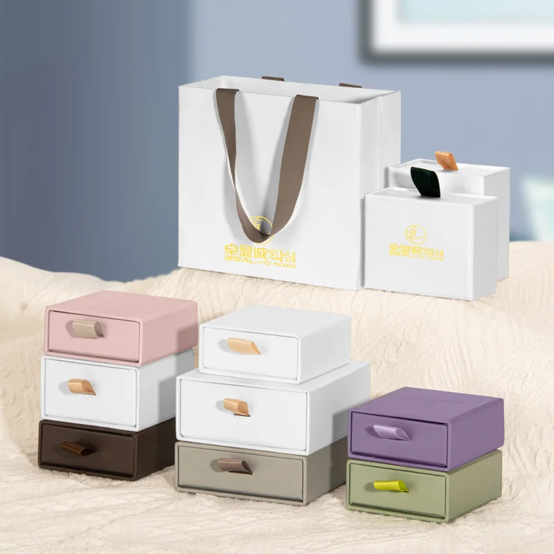 Изготовленный на заказ логотип напечатанный картонный бумажный ящик белое роскошное бумажное ожерелье серьга коробка ювелирных изделий упаковка с