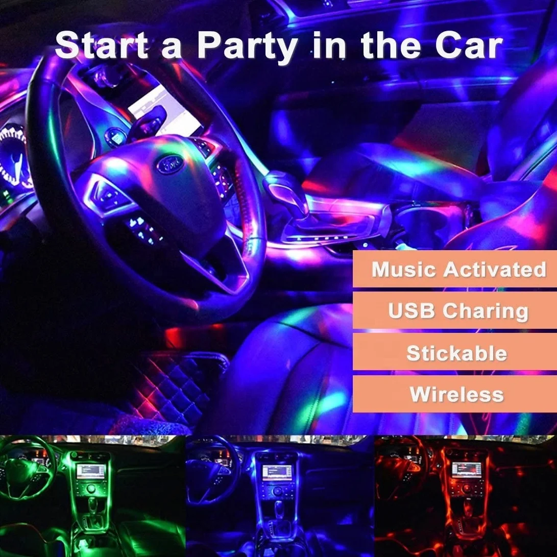 USB Chargeable 3W Wireless Mini LED Disco Ball Lights Battery Operated Sound Activated