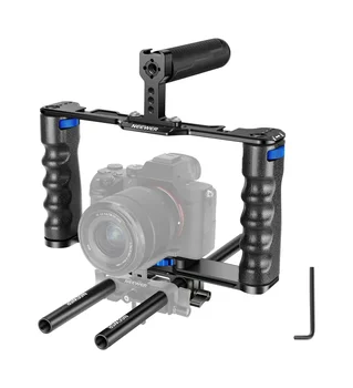 NEEWER VS107 Camera Cage for Camcorders Filmmaking Rig with Top Handle Dual Grips Base Compatible with Sony for Nikon