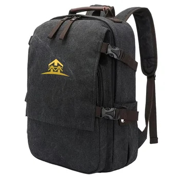 Custom Logo Durable Vintage Canvas Backpack Fashionable Simple Zipper Rucksack for Men Women for School Winter Summer Use