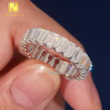 Luxury Emerald Moissanite Diamond Rings 925 Sterling Silver Engagement Ring Fashion Men Women Tennis Ring Wedding Bands