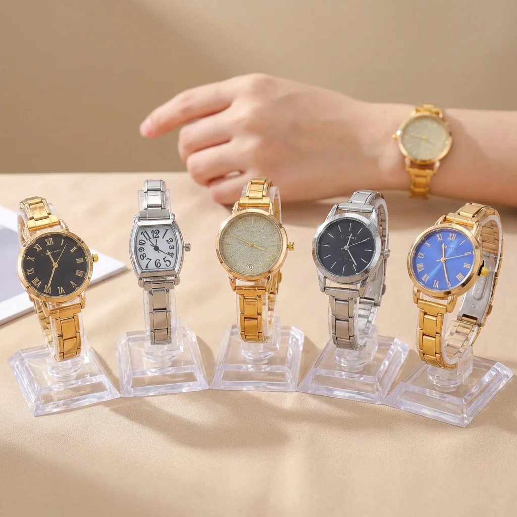 Italian Charm Bracelet Watch New Stainless Steel Link Square Alloy Case Analog Display Glass Dial Window Silver Gold Women's
