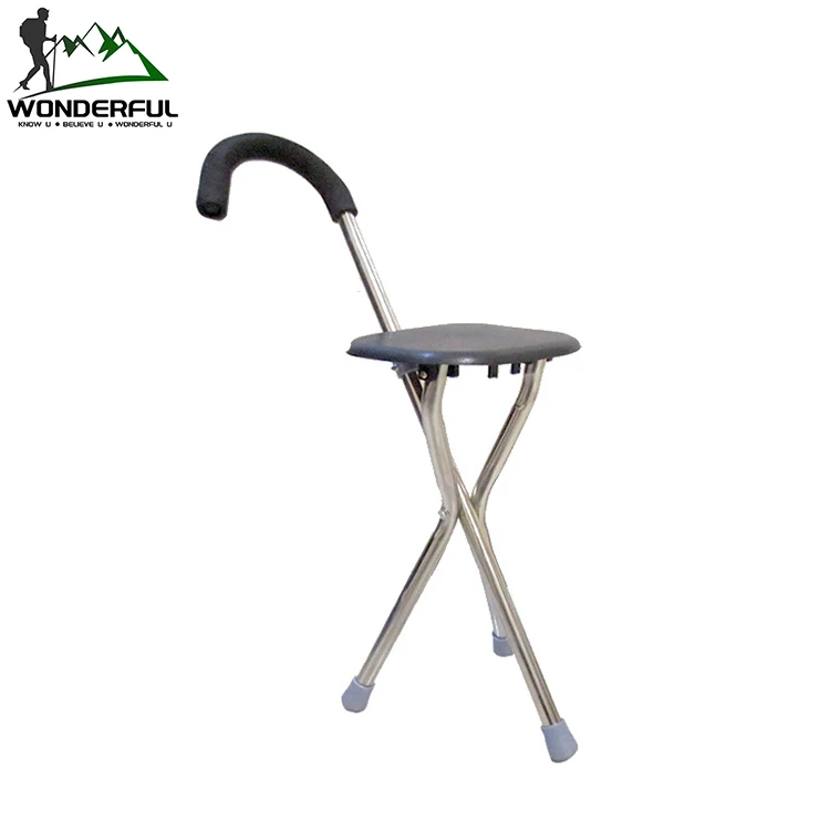 Multifunctional Crutches Cane Elderly Walking Chair Stick Chair Folding