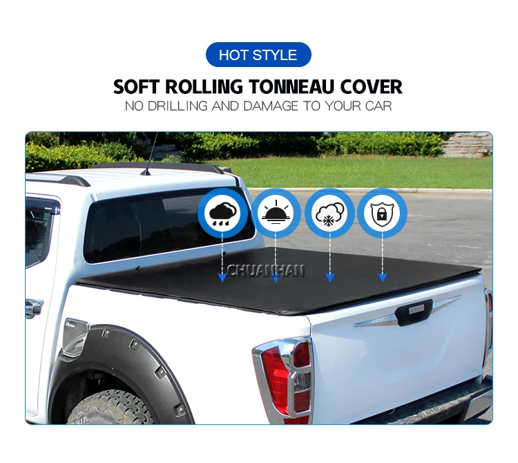 Pickup Navara Np300 Low Profile Soft Roll Up Tonneau Cover For Nissan ...