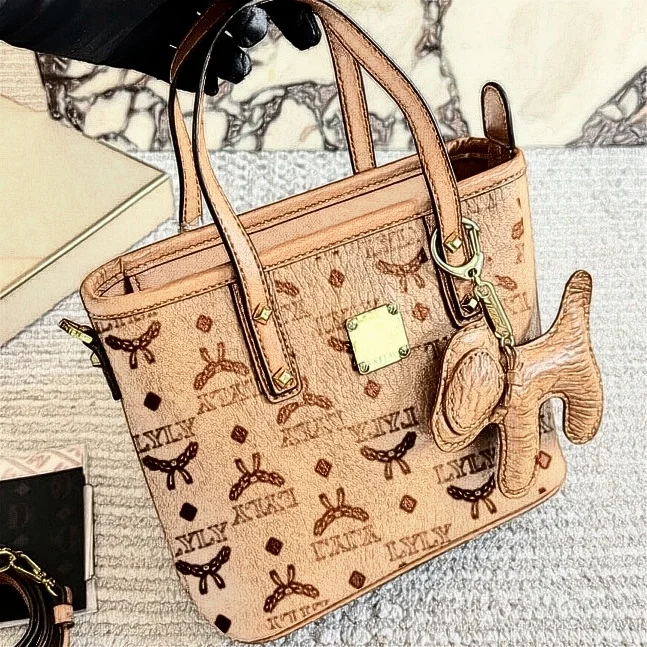 Visetos Classic Monogram Large Tote Bag Women’s Handheld & Crossbody Detachable Strap Open Closure Daily Commute Casual Wear