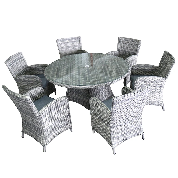 6 seater round rattan table