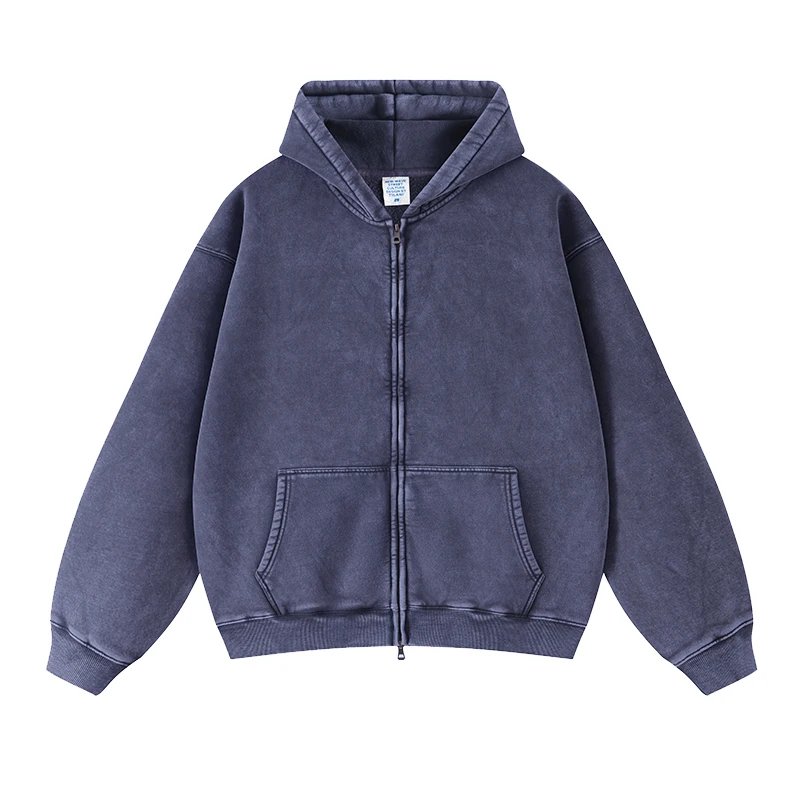 John Galt Zip up Hoodie - Oversized Acid Wash Fleece