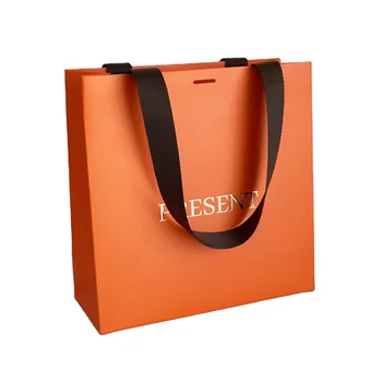 Good Selling Custom  Luxury Ribbon Handle Boutique Shopping Packaging  Tote gift paper bag