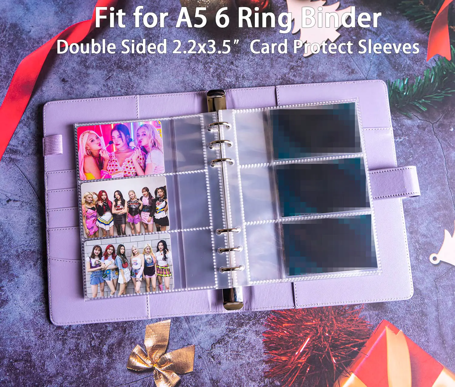 A5 Binder 6 кольцевых визитных карточек с прорезями для заметок 50 упаковок 300 карманов ультра-прозрачные рукава фотокарт 