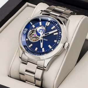 OEM Customized Mechanical Men's Watch Fully Automatic Hollow Tourbillon Business Casual Men's Earth Watches