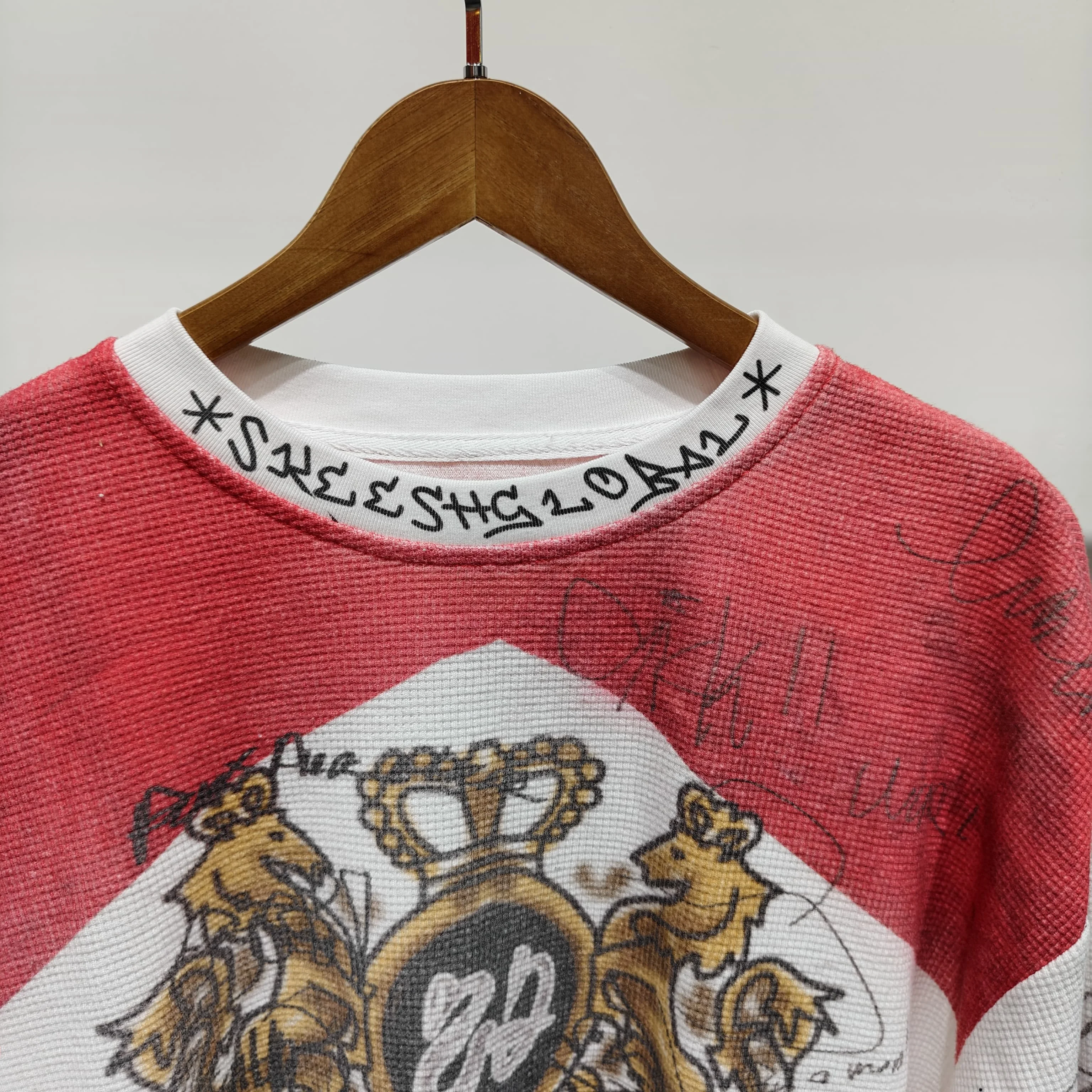 Custom High Quality 2026 Summer New Streetwear Box Fit Sweat Shirt Waffle Cotton Boxy Cropped Long Sleeve gallery 3