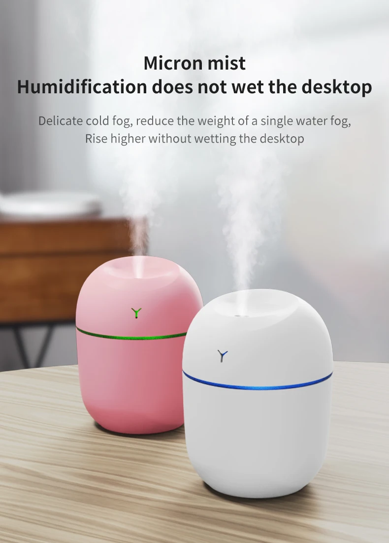 New Arrival Ultrasonic 220ml Mini Humidifier Aroma Oil Diffuser Usb