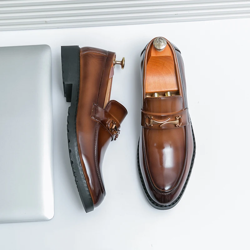 Mocassins Homme Alfani En Cuir Marron - Taille US 10,5 M - Occasion Très Bon état - Pour Occasions Formelles