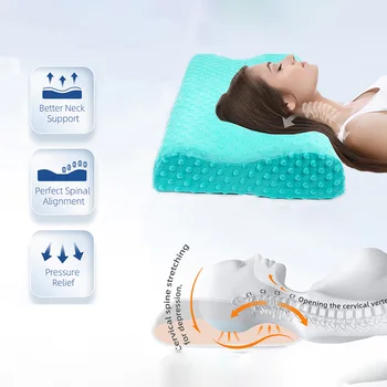 Hot Selling Factory - Direct B Shaped Ergonomic Orthopedic Memory Foam Headrest Pillow for Home and Office