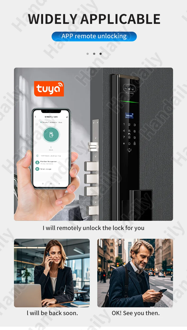 handaily video intercom tuya palm vein smart door lock smart door lock fingerprint password cerraduras for main gate p70-4