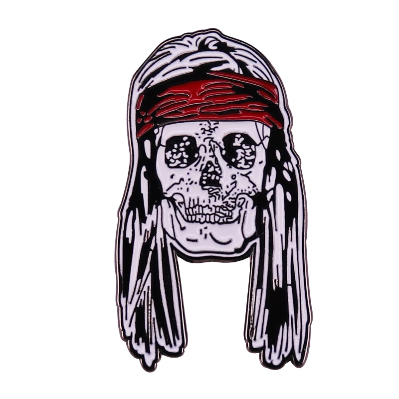 Scary Skull Pirate Enamel Pin With Red Bandana Long Hair Gothic Unique  Jewelry Gift - Buy Skull Face,Novelty Badges,2022 New Accessories Product  on 