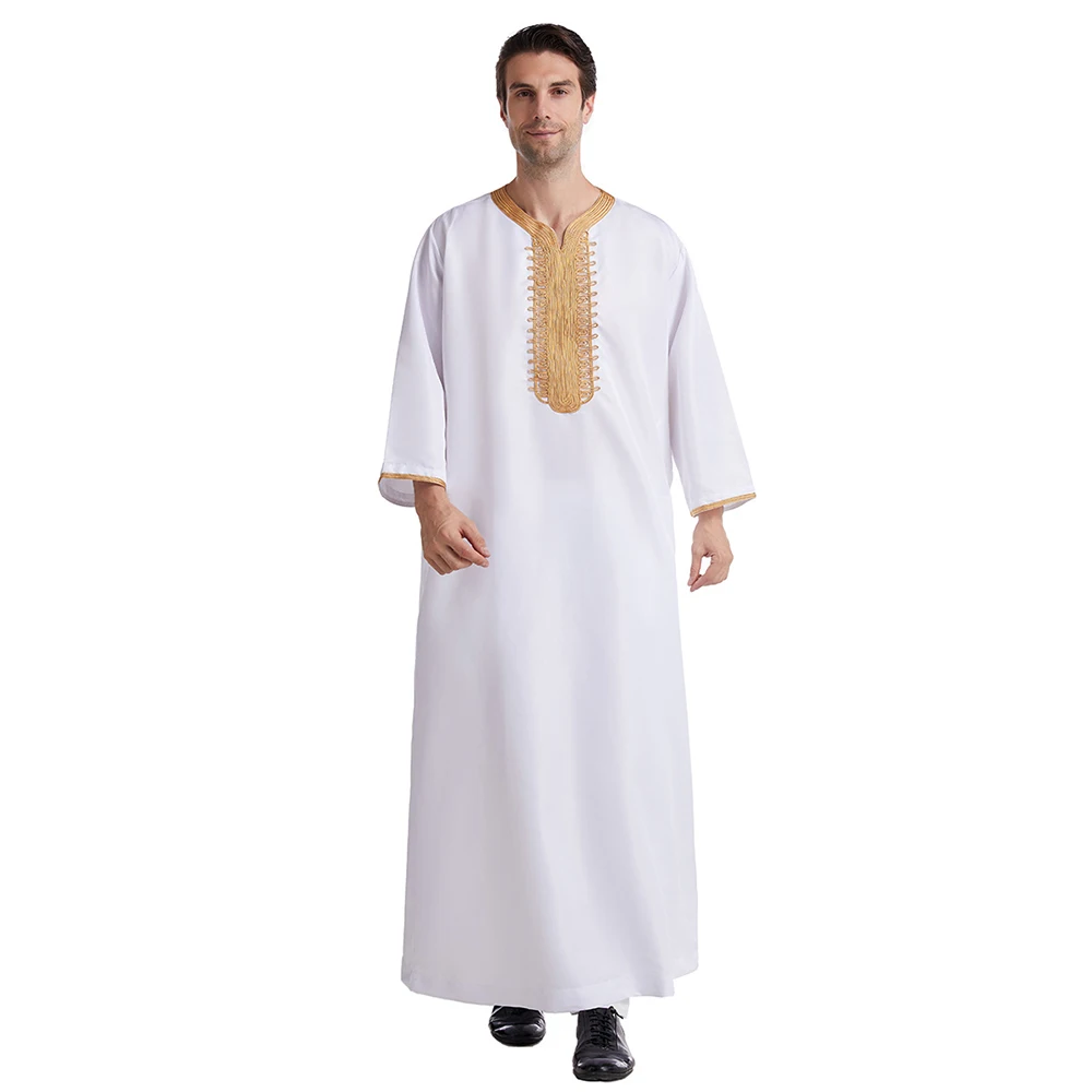 Mens Robe Saudi Arabia Jubba Thobe Kleding Mannen Kaftan Abaya Muslim ...