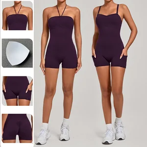 Wholesale Women's Jumpsuit Gym Fitness Set Sports Workout Rompers One Piece Yoga Jumpsuits