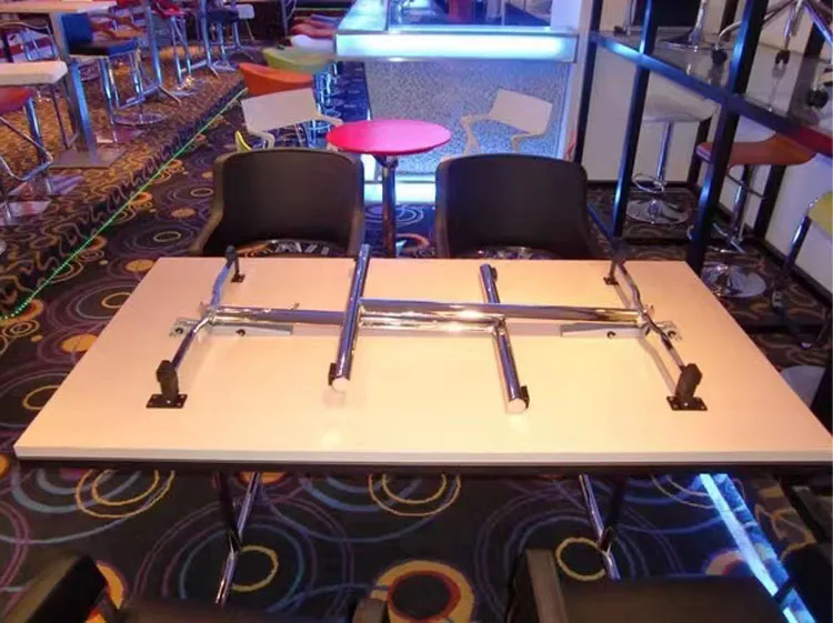 Mdf Hpl Material Table Top With Iron Plating Leg Foldable Training And