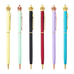 Creative Design Multi-Color Crown Pen with Custom Logo Printed Cartoon Animal Ballpoint Pen for Promotional Gift and Student