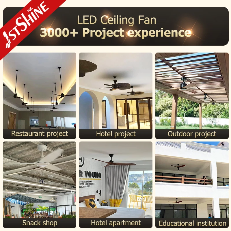 1stshine living room 52" flush mount modern wood blades ceiling fans with lights and remote control