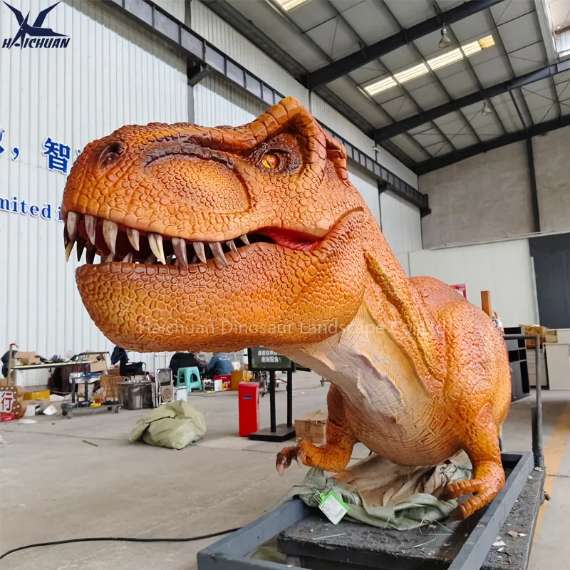 L=3m Movable Realistic Animatronic Dinosaur Model Half-body Tyrannosaurus T Rex Metal Silicone for Dinosaur Park Decoration