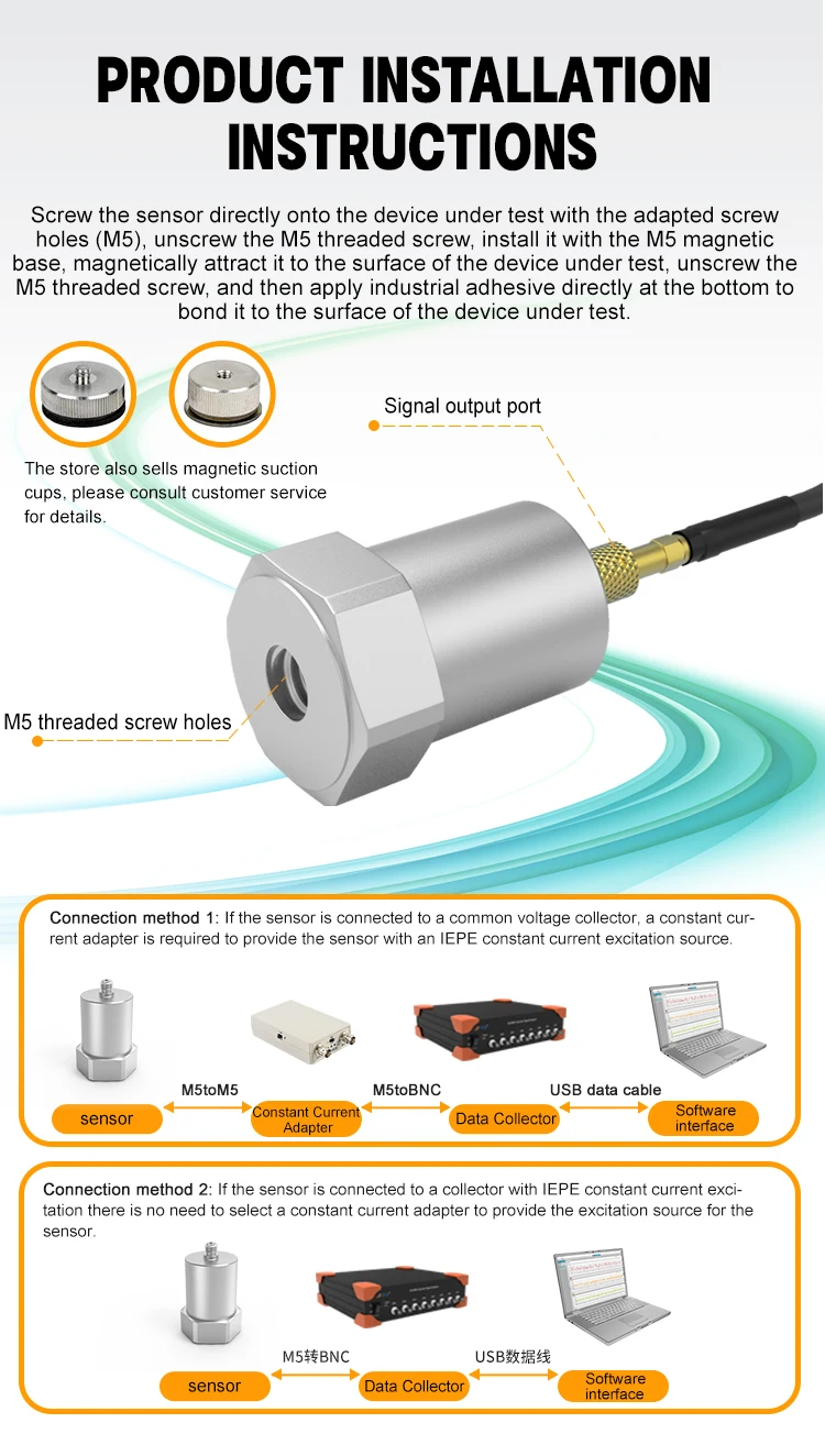 JSDED0005 Great Price General IEPE Accelerometer Stainless Steel Piezoelectric Vibration Meter manufacture