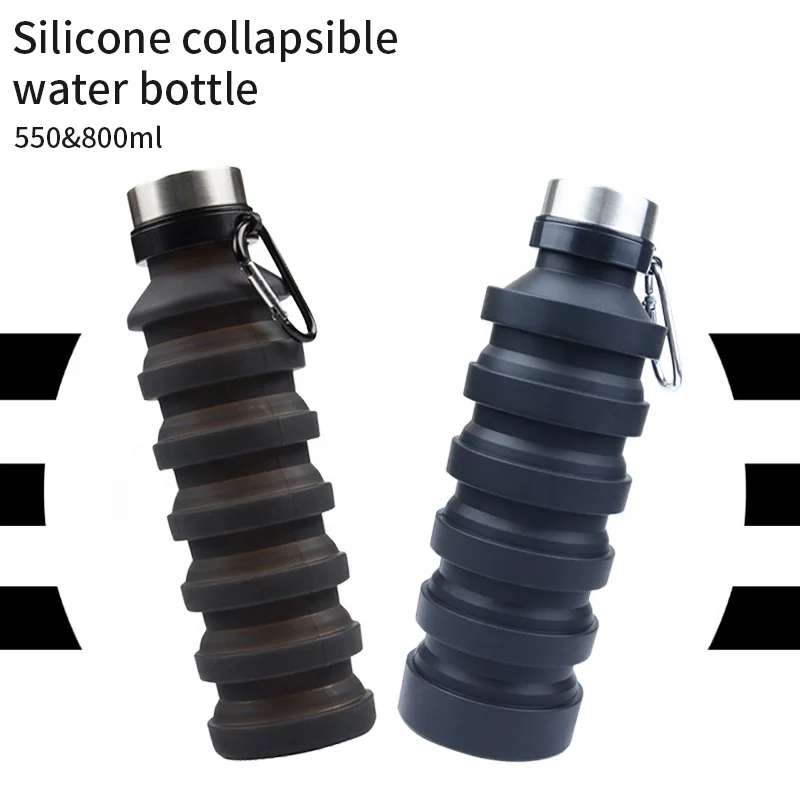 Лидер продаж, 800 мл, экологически чистые, без BPA, силиконовые складные бутылки для воды, складные спортивные бутылки для воды