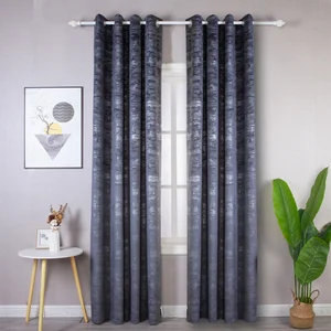 High Quality Velvet Curtains with Foil Printing Blackout Velvet Curtains for Living Room