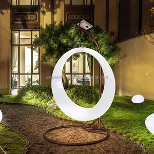 Modern LED Outdoor Patio Swing Chair Multicolor Illuminated Plastic Garden Furniture for Home Hotel Living Room