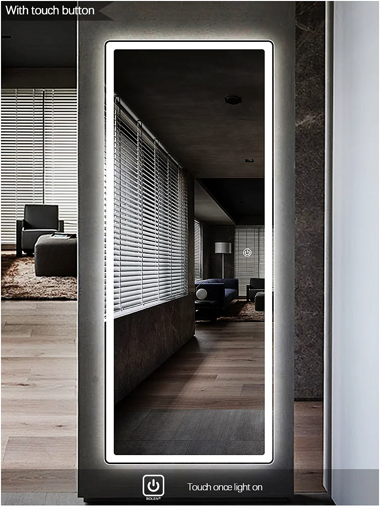 Full Length Large Mirror Body Glass Wall Vanity Illuminated Mirror With