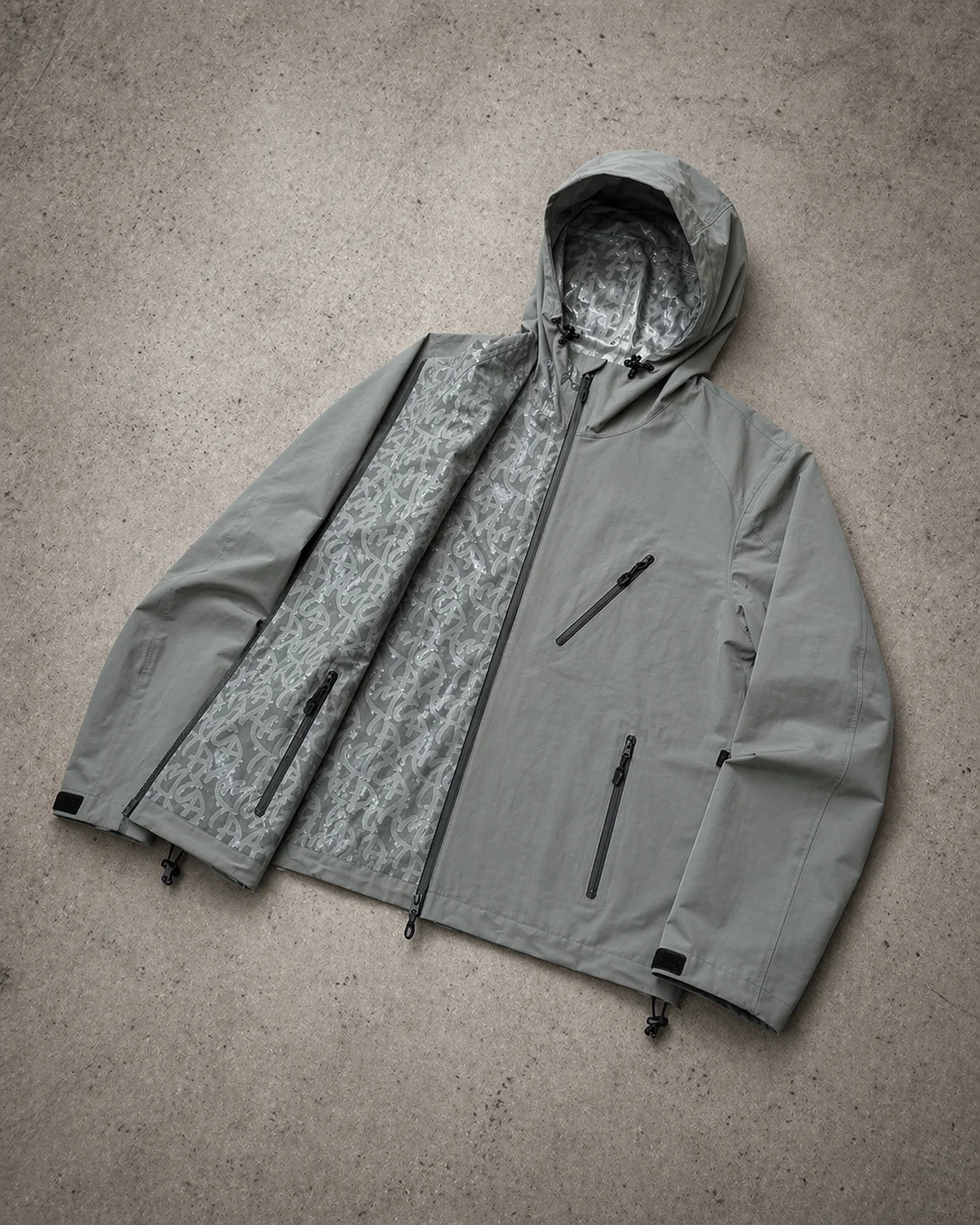 Custom Outdoor Windbreaker Hooded Coat Boxy Fit Zipper Polyester Nylon Windproof Shell All Over Printing Rain Waterproof Jacket gallery 8