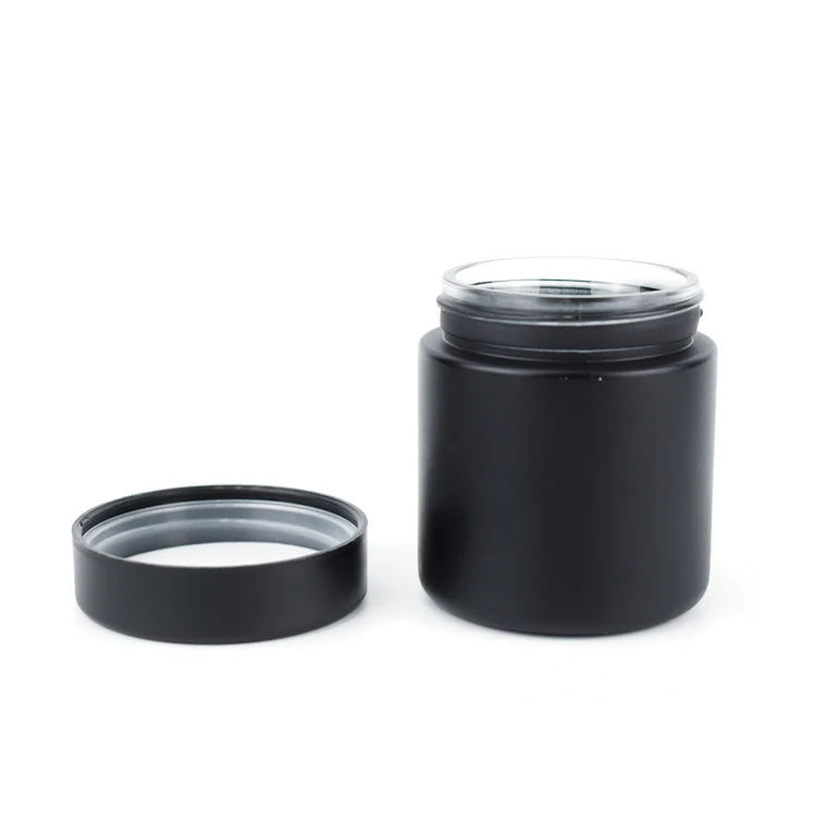 2oz 3 4oz Black Glass Jars With Lids Stall Uv Jar Flower Frosted Black