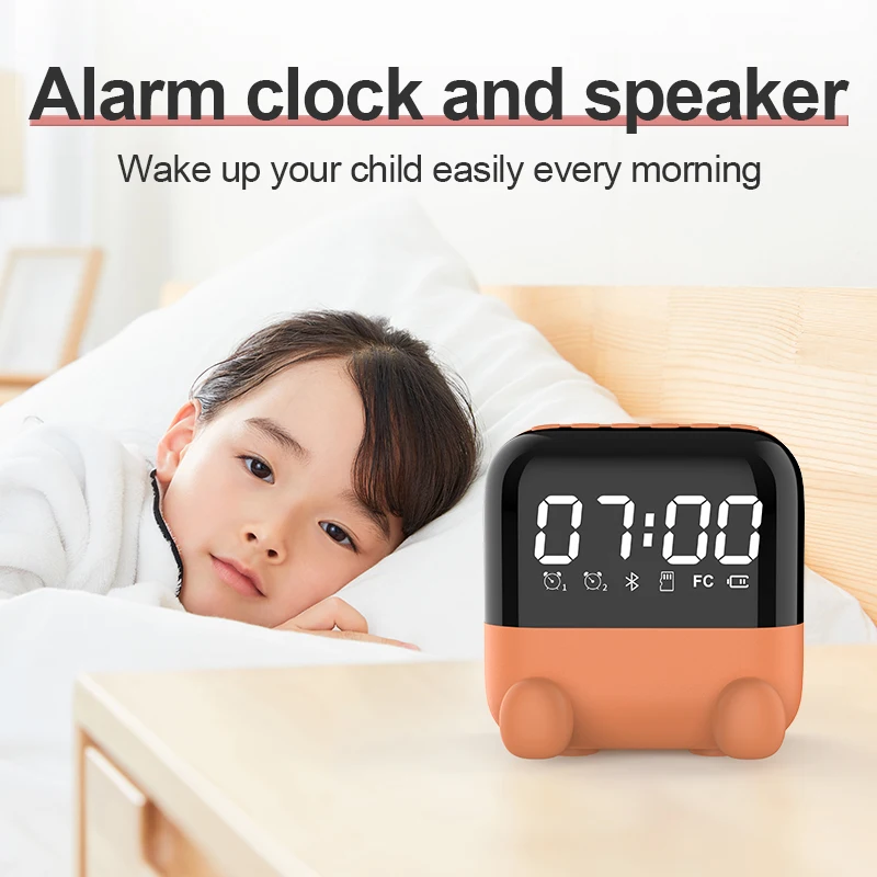 Portable Mini Big Sound Led Light Stereo Alarm Clock Bt Speaker