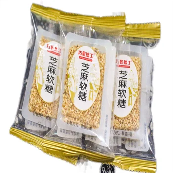 Wholesale Sweet Snack Sesame seed Soft Slices Sesame Gummy Sweets Candy white Sesame Flakes