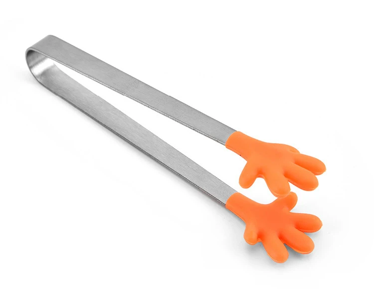 5inch Silicone Mini Tong Hand Shape Stainless Steel Cooking Tong With Silicone Tip For Serving