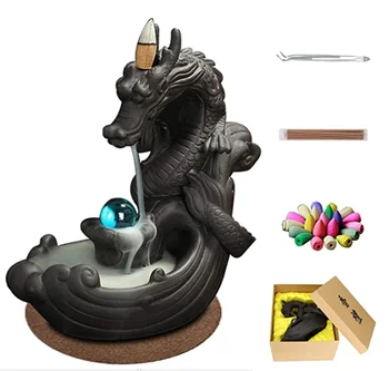 Ceramic backflow incense holder Dragon Ball Creative waterfall incense Burner for Home Decor Handicraft Gift