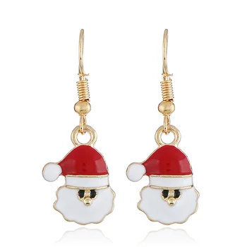 2020 Santa Claus Christmas Earrings Snowman Christmas Tree Dripping Oil Drop Earrings Xmas New Year Gift for Kids Girl Earrings
