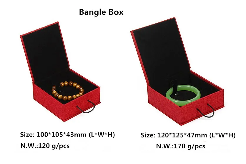 Customized Logo Elegant Red Cardboard Jewellery Gift Box Linen Jewelry