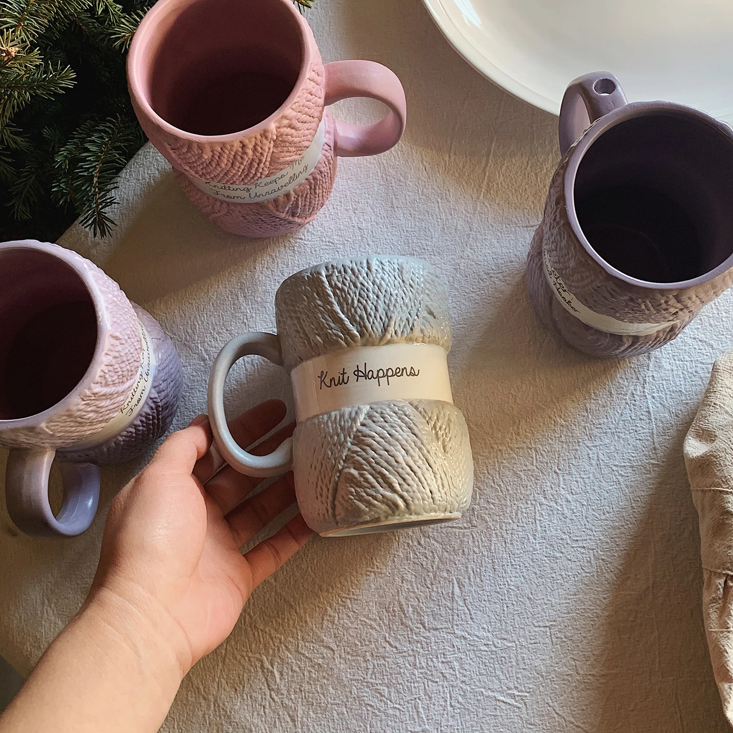 Custom Creative Colorful Wool Ceramics Coffee Mugs for Gift